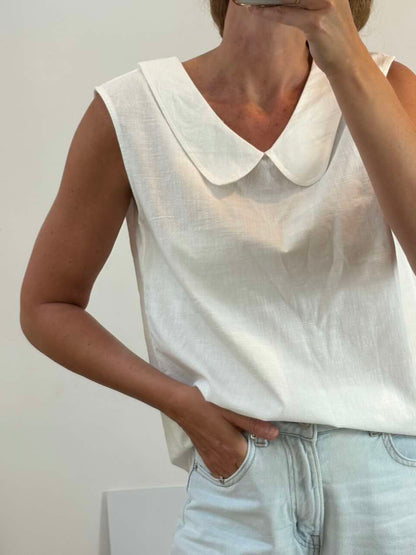 Top algodón detalle cuello
