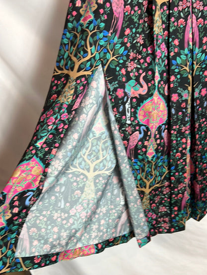 SANDRO. Total look blusa y falda midi estampada. T 1(S)