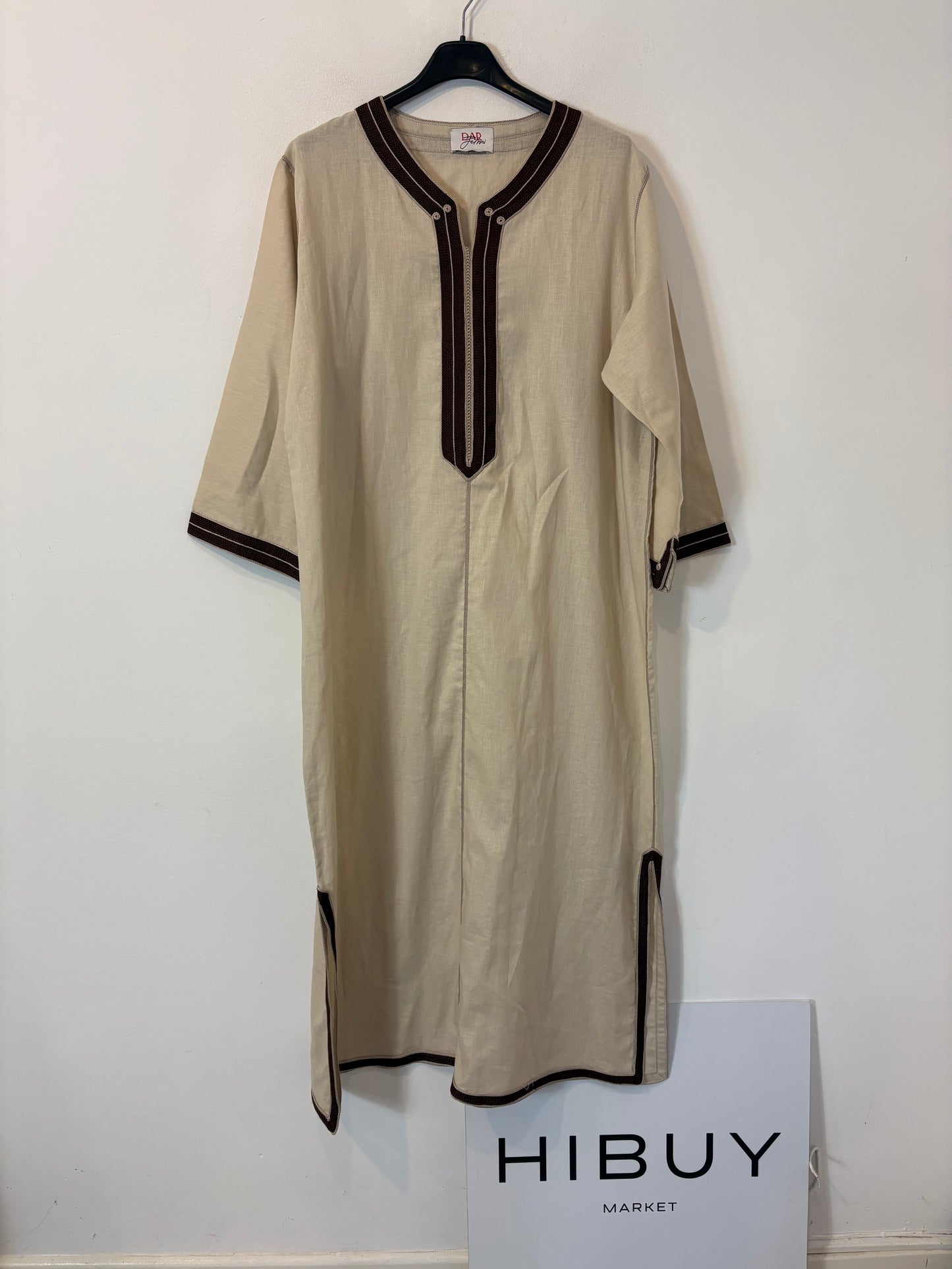 Vestido kaftán beige mezcla