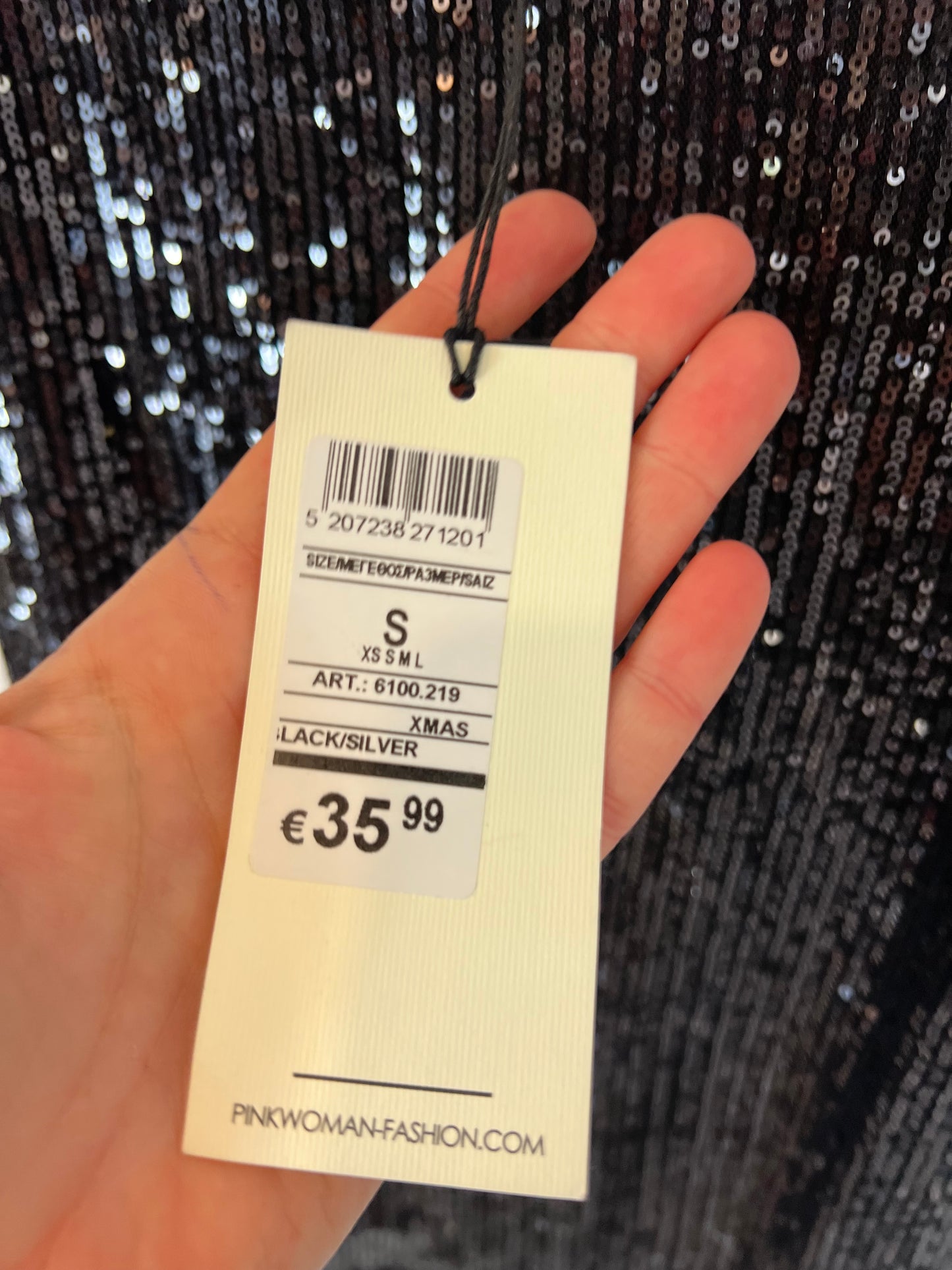 PINK WOMAN. vestido negro lentejuelas T.s