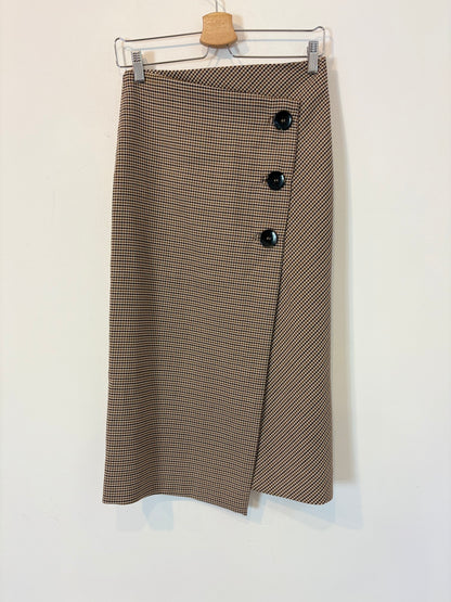 ZARA. Falda pata de gallo botones. T XS