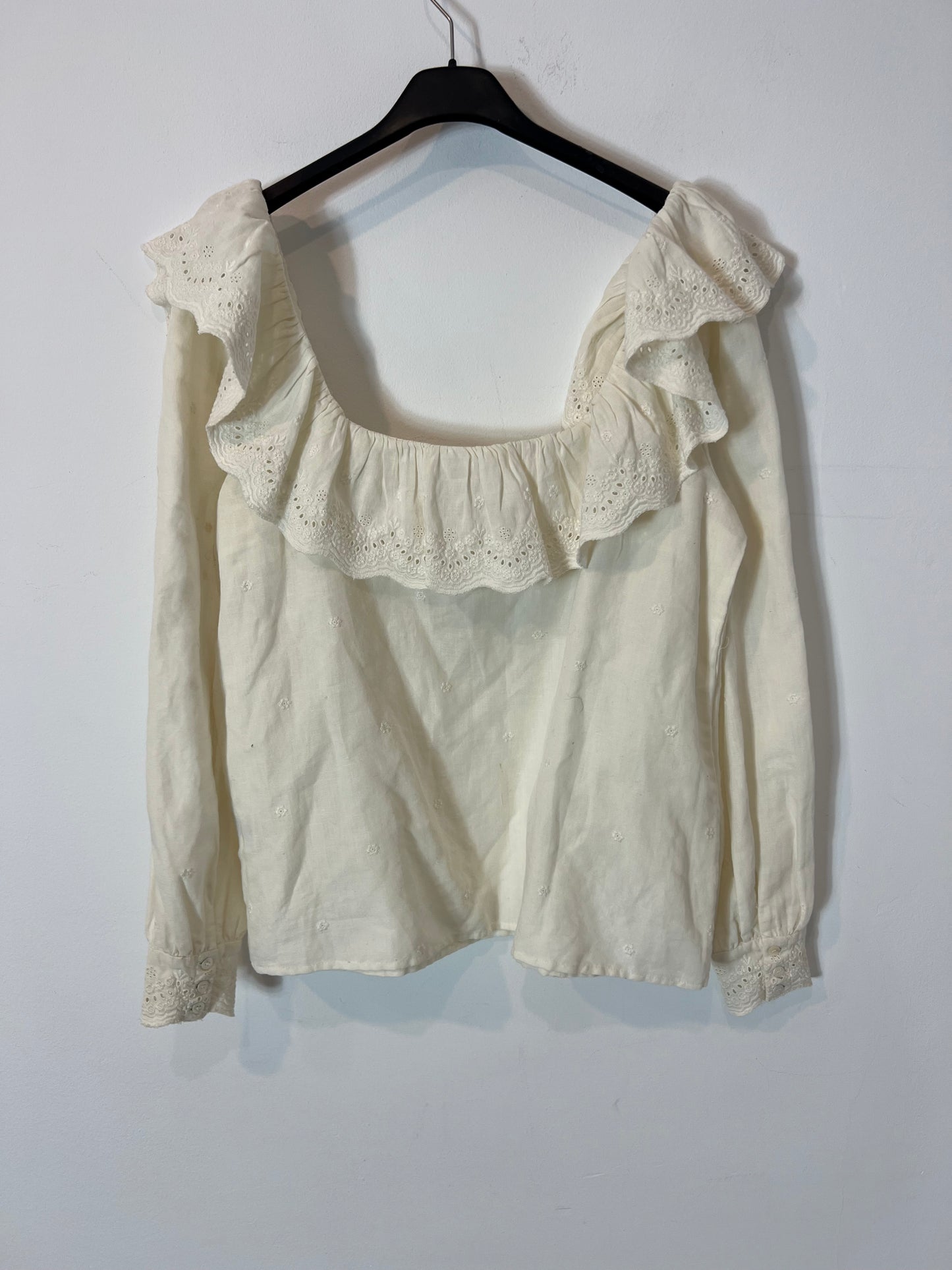 SEZANE. Embroidered beige blouse T.40