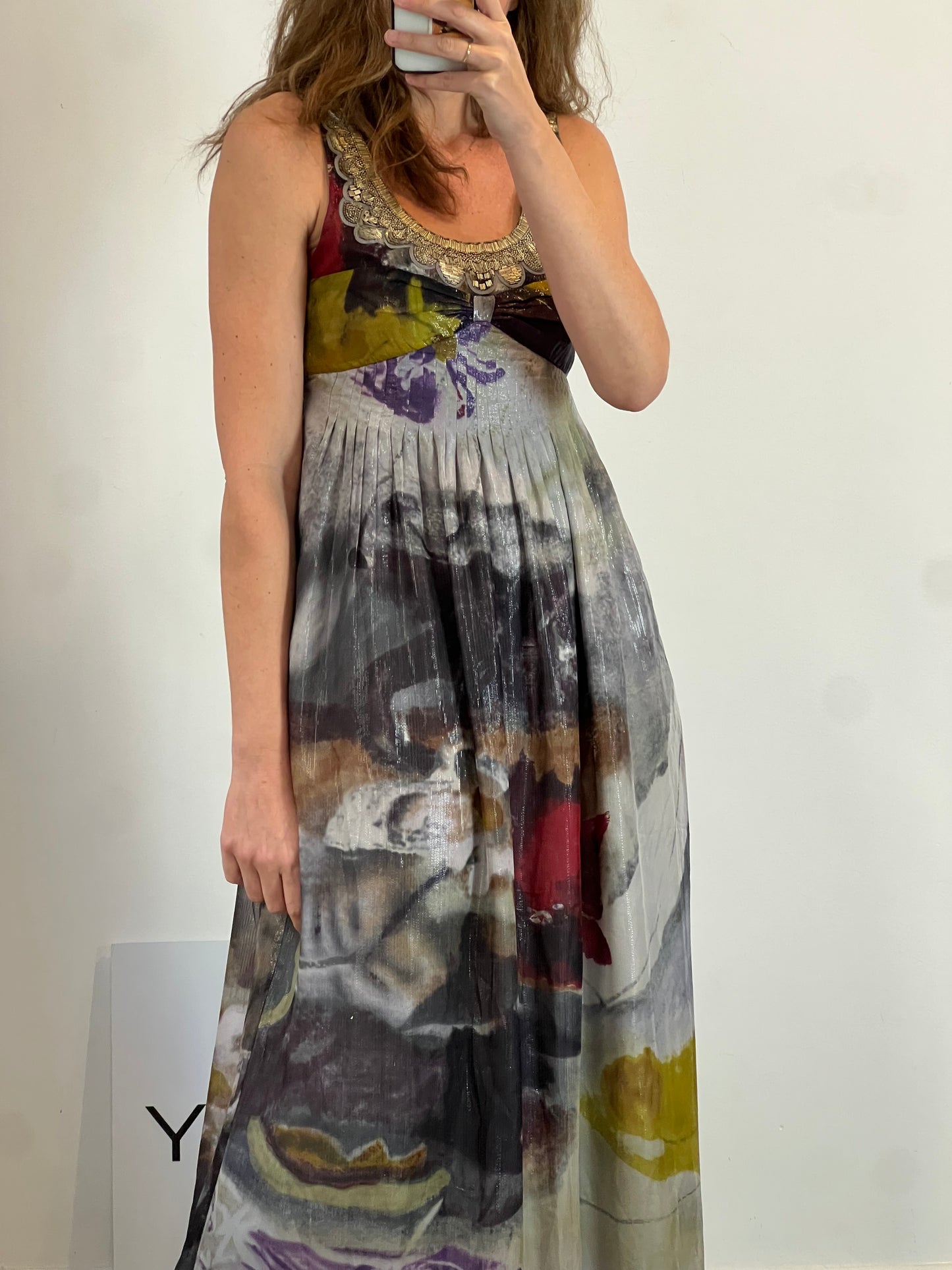 INTROPIA. Vestido largo abalorios. T 38