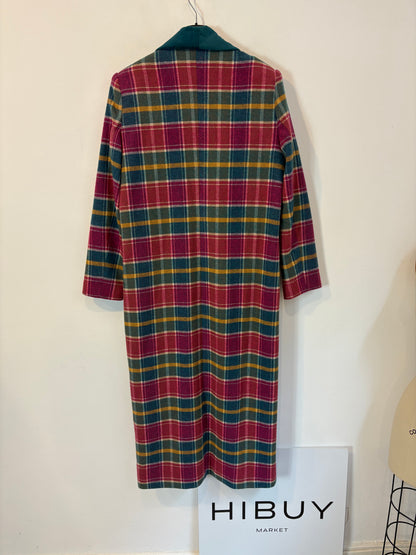 MAQUIS & CO. Abrigo largo cuadros solapa terciopelo