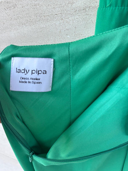 LADY PIPA. Mono verde fluido espalda cruzada