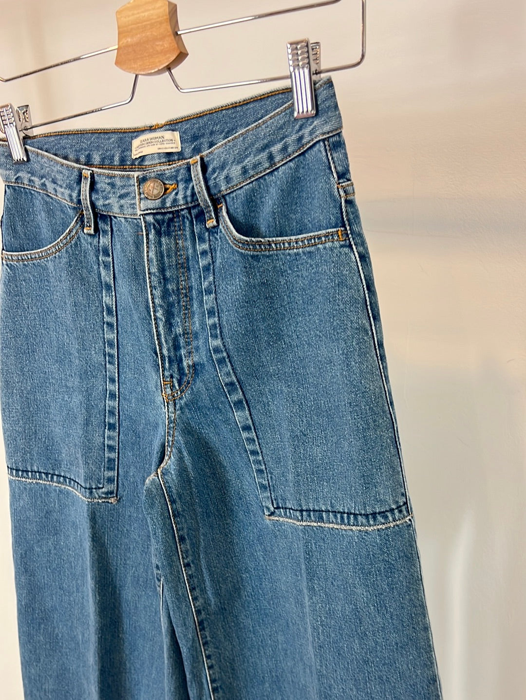 ZARA. Wide-leg denim culottes. XS