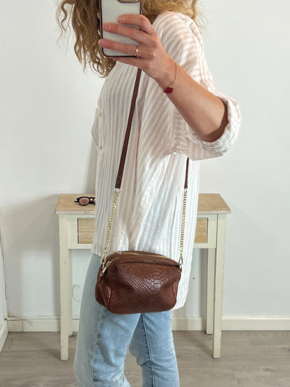 OTHER. Textured leather bag with long handle