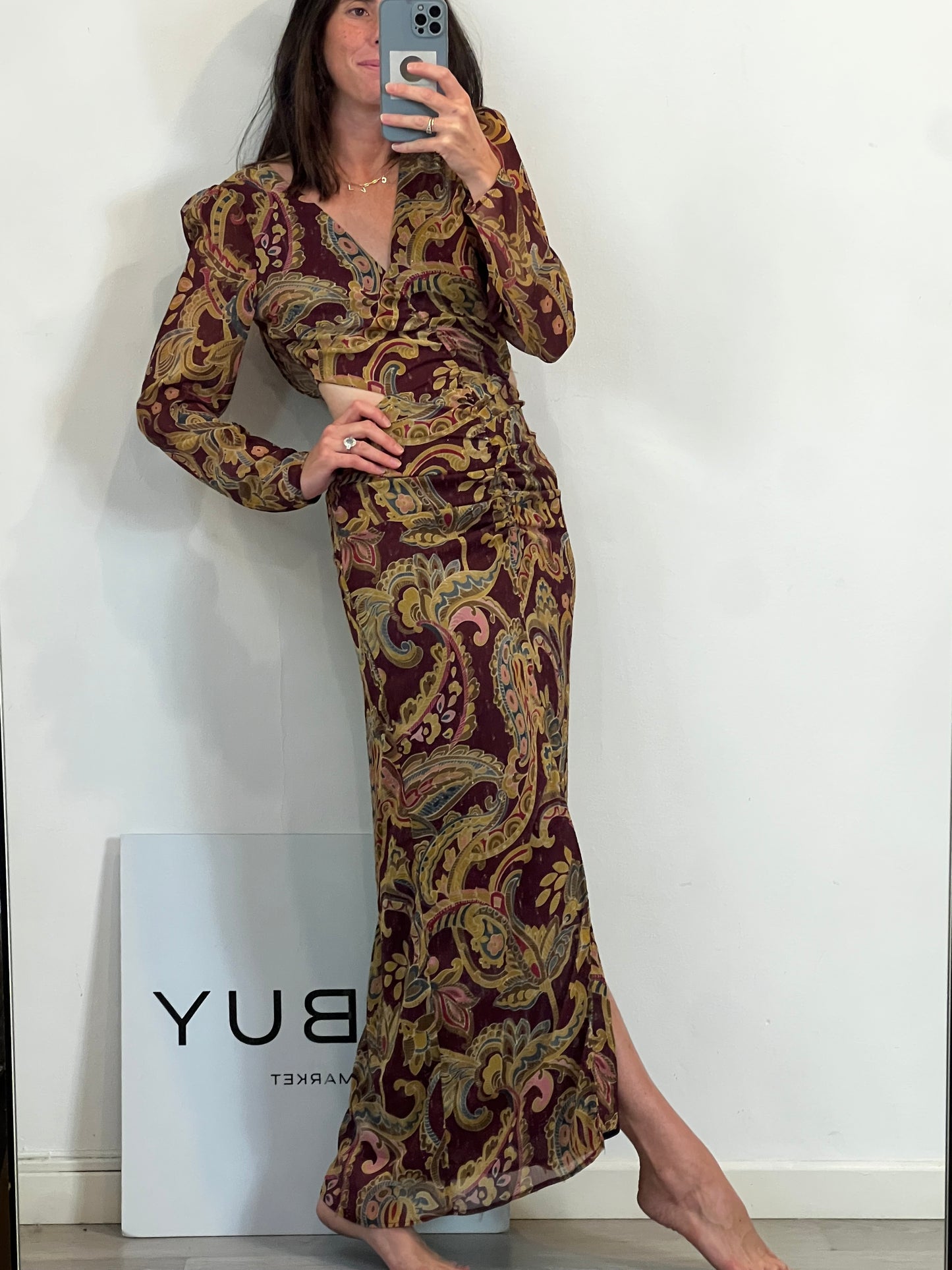 SILBON. Vestido estampado aberturas