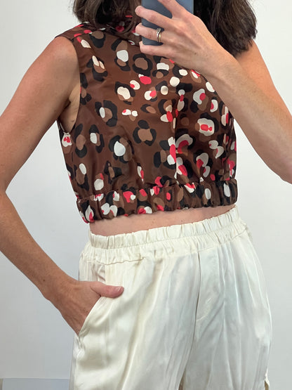 RED VALENTINO. Brown printed top, size 40 (s)
