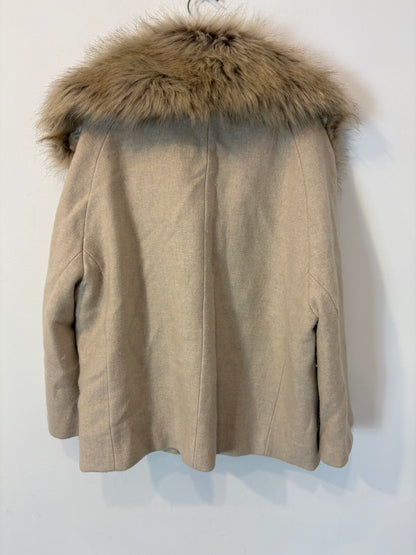 ZARA. Chaqueta lana cuello pelo