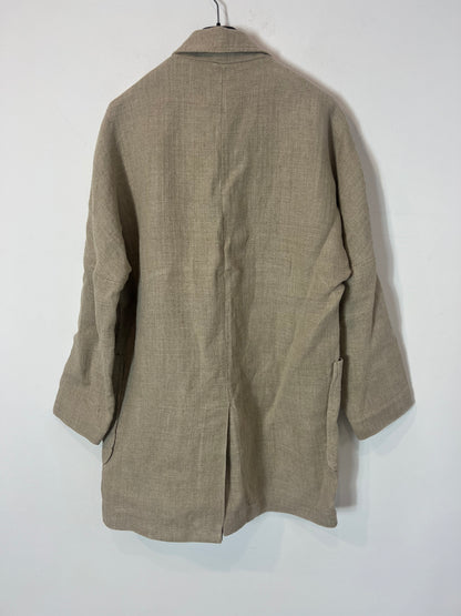ZARA. Chaqueta larga lino beige. T S