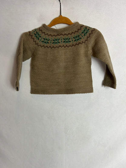 ANCAR. Chaqueta punto beige greca. T 6 meses