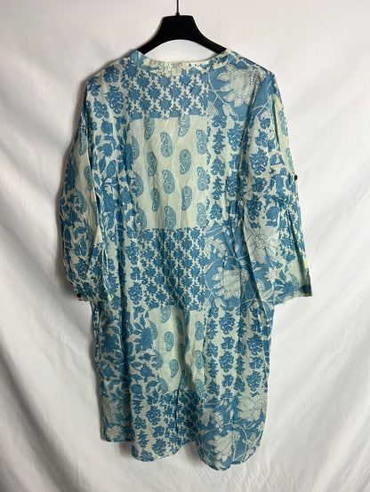 OTRAS. Vestido camisero estampado. T U (L)