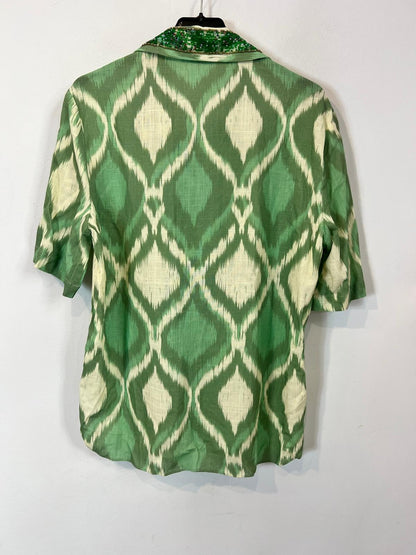 ZARA. Blusa vede tie dye abalorios