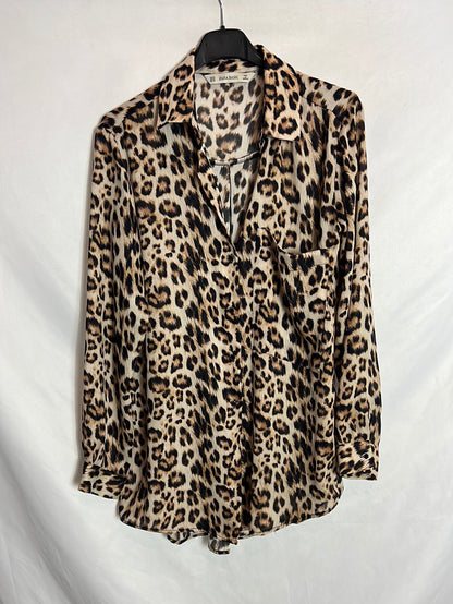 ZARA. Flowing animal print blouse. T XS