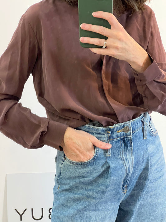 &OTHER STORIES. Blusa marrón seda T.34