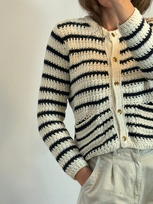 ZARA. Chaqueta punto grueso rayas