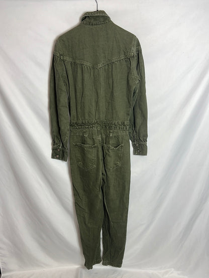 MANGO. Mono denim verde efecto desgastado. T S