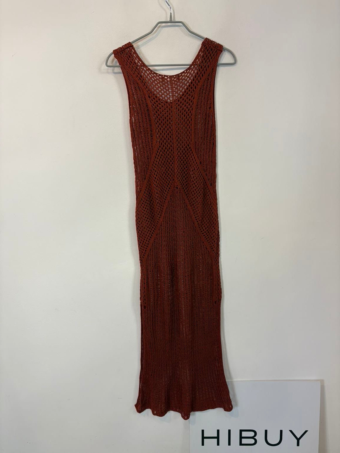 Vestido midi calado teja