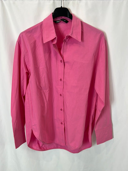 ZARA. Camisa rosa oxford T.xs