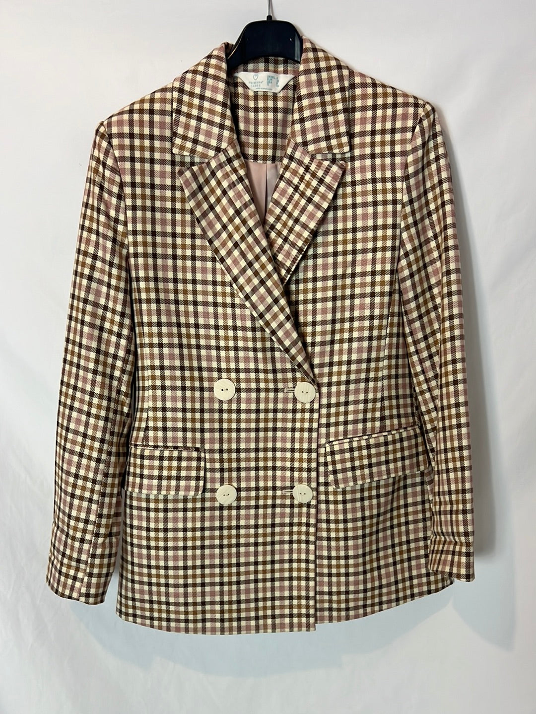 PRIMARK. Double-breasted checked blazer. Size XS