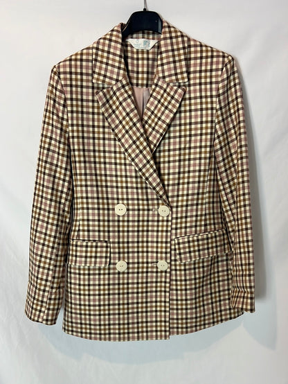 PRIMARK. Double-breasted checked blazer. Size XS