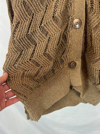 MASSIMO DUTTI. Rebeca beige punto abierto T.m