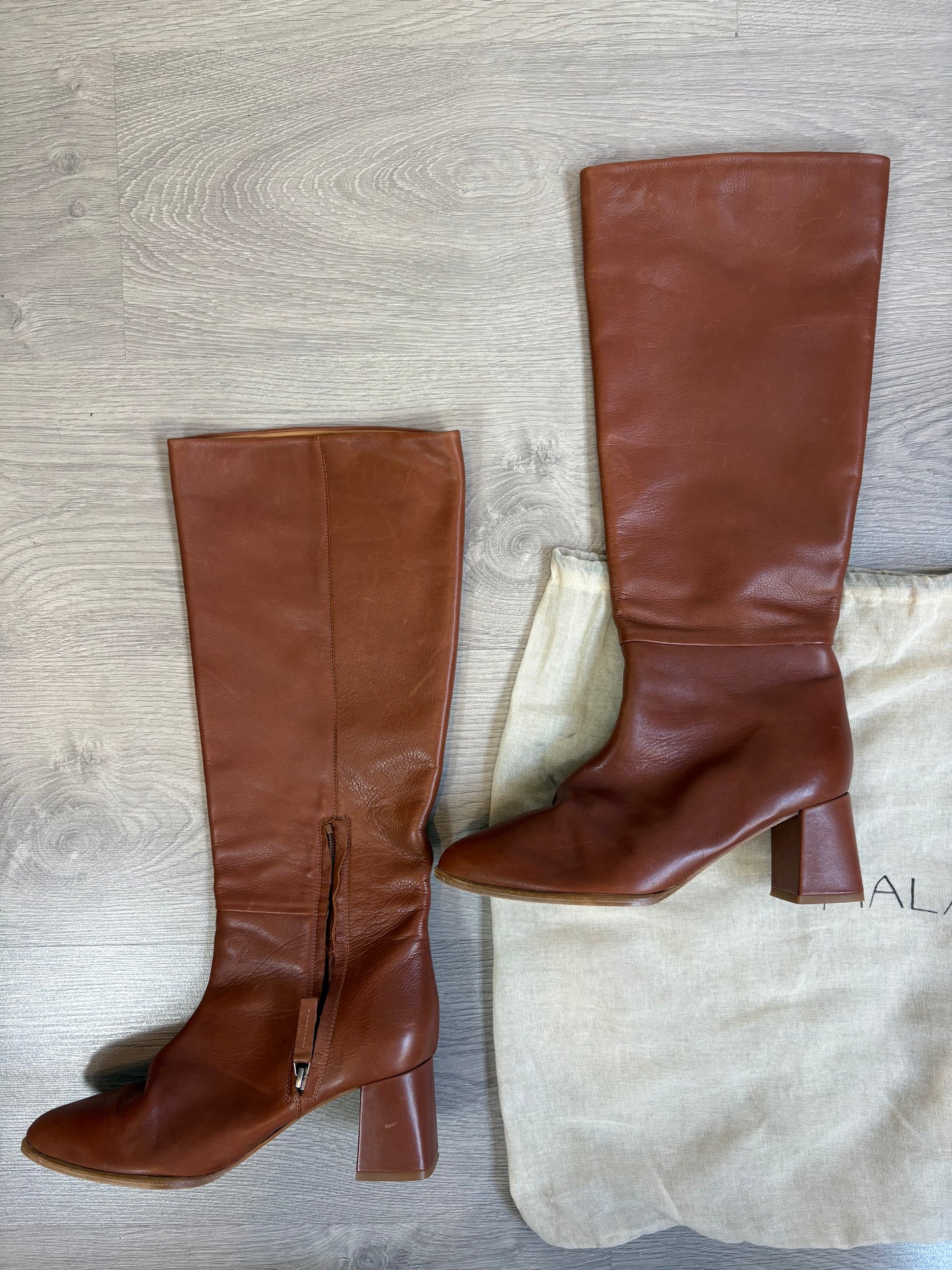 MALABABA. Botas altas camel piel. T 39