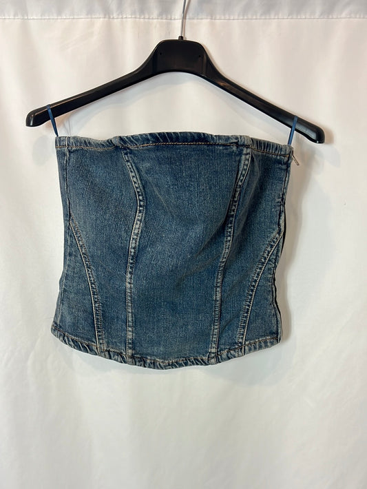 ZARA. Denim strapless top. TS