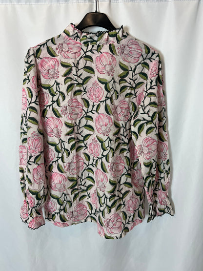 ROCK&GOLD. Blusa flores rosas T.s