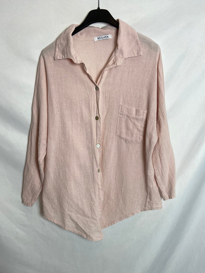 MULAYA. Camisa rosa lino TU(S)