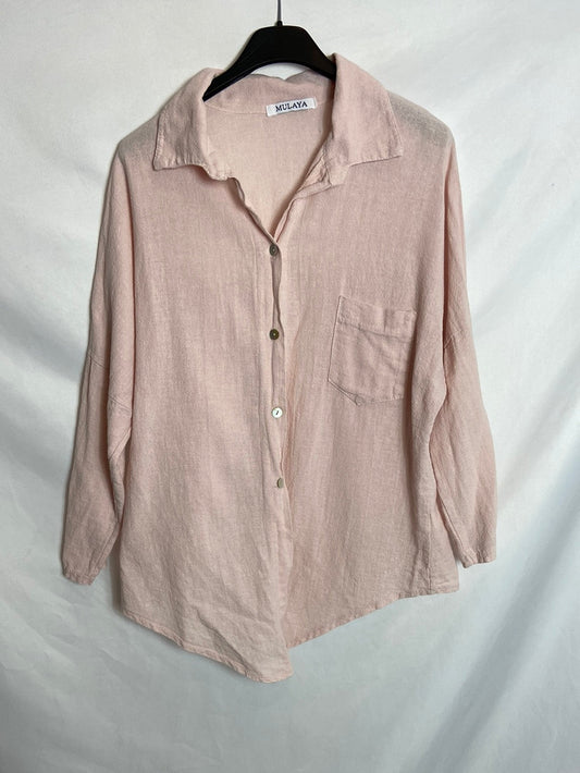 MULAYA. Camisa rosa lino TU(S)