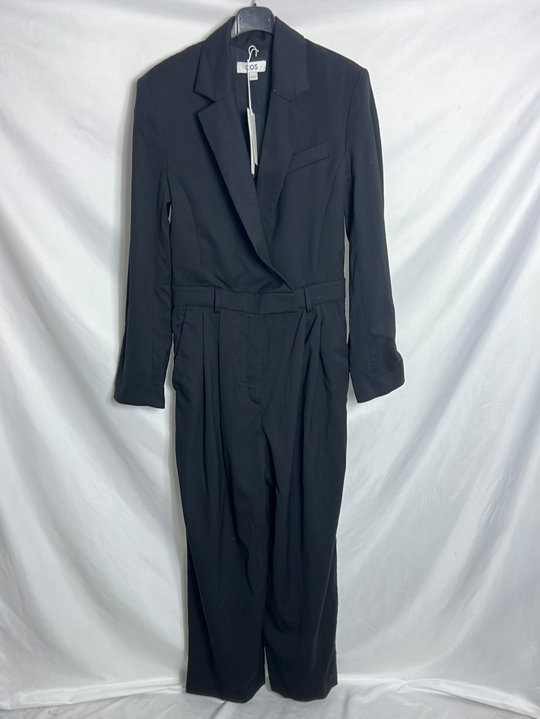 COS. Black jumpsuit with shoulder pads. Size 36