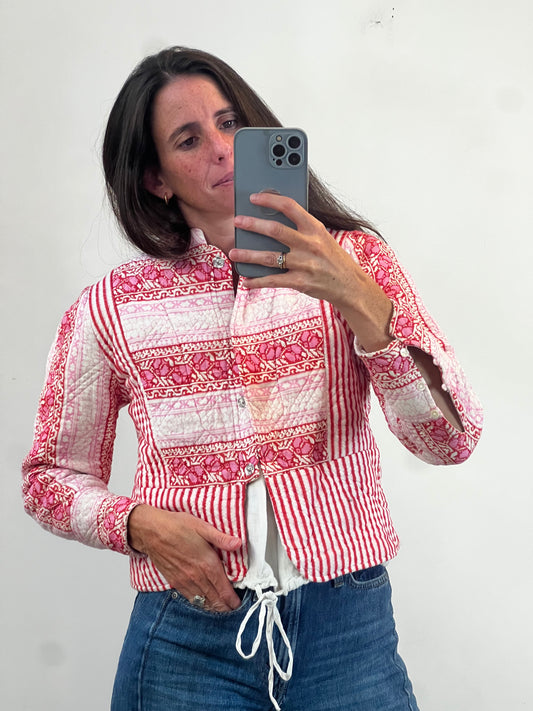ANTIK BATIK. Chaqueta textura estampado rosas