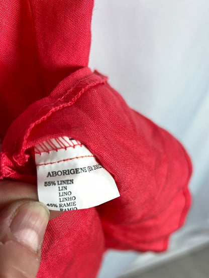 DERHY K. Red linen and rhinestone top. TM