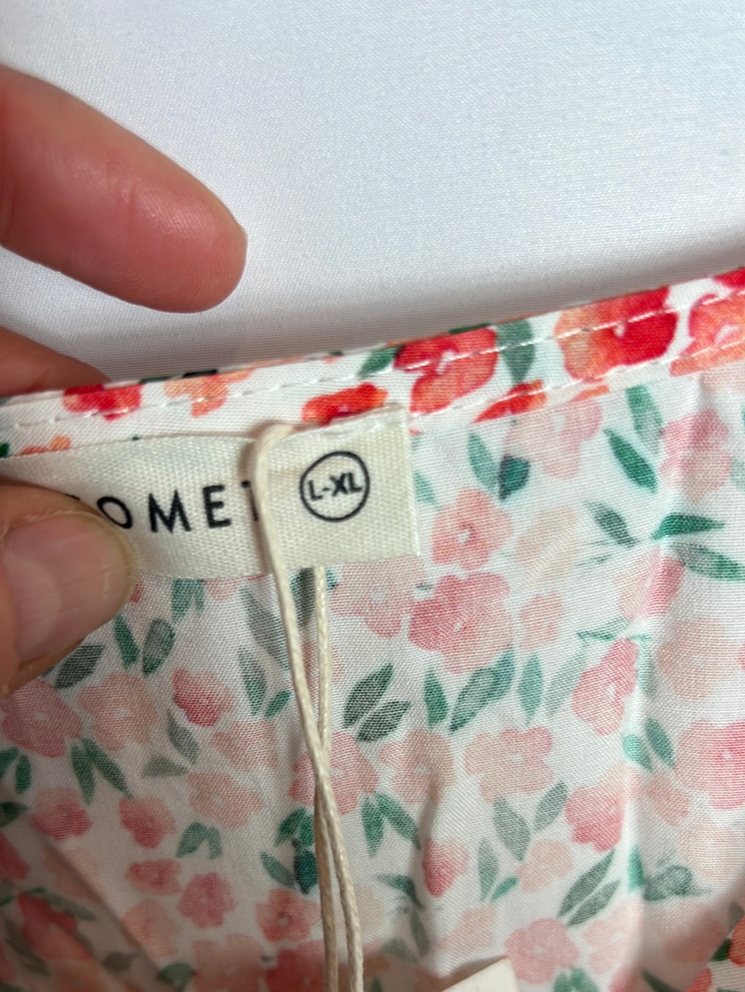 LA COMET. Vestido midi flores tonos naranjas. T L