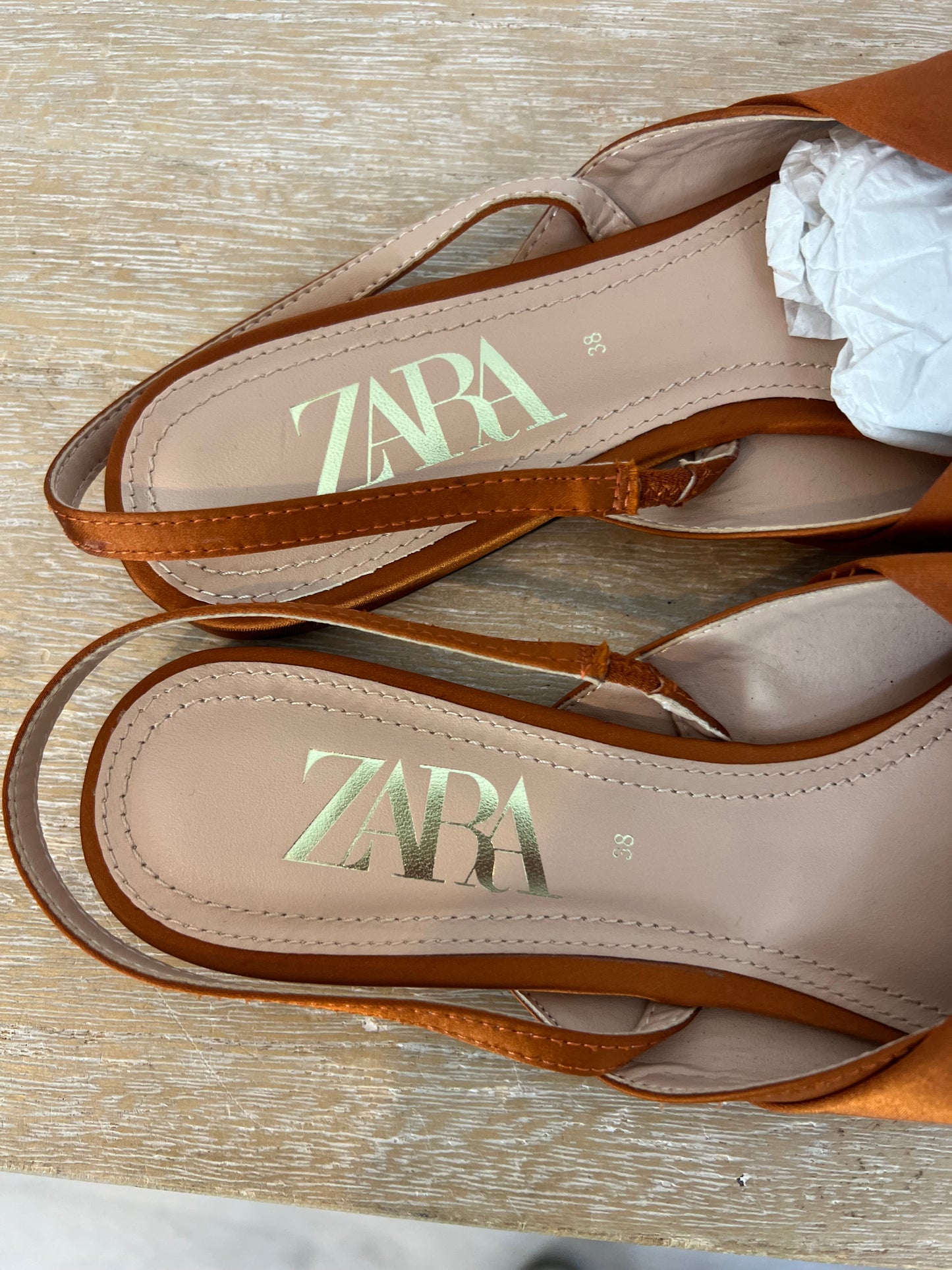 ZARA. Satin tile mules, size 38