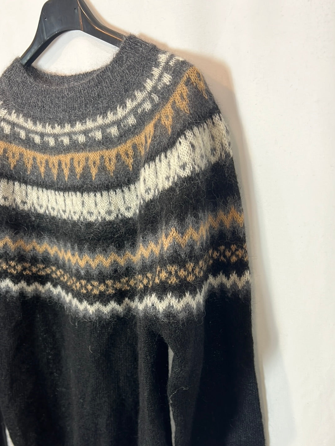 MAJE. Jersey negro greca lana. T 1 (S)