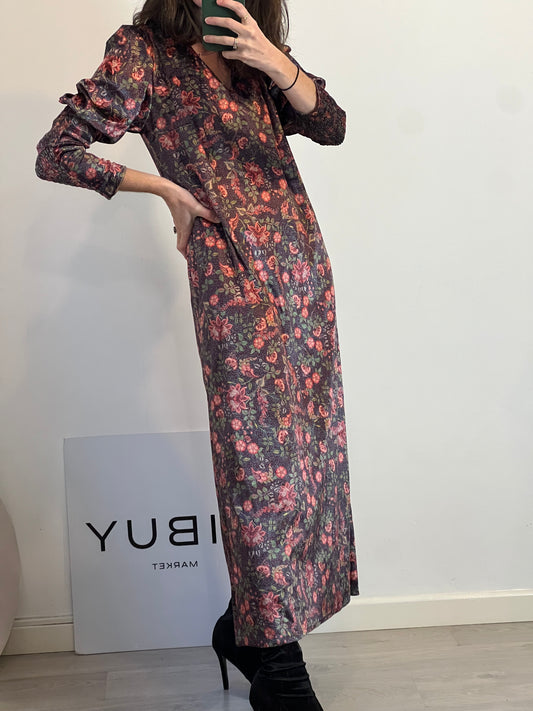 MAGNOLYA. Vestido largo estampado terciopelo