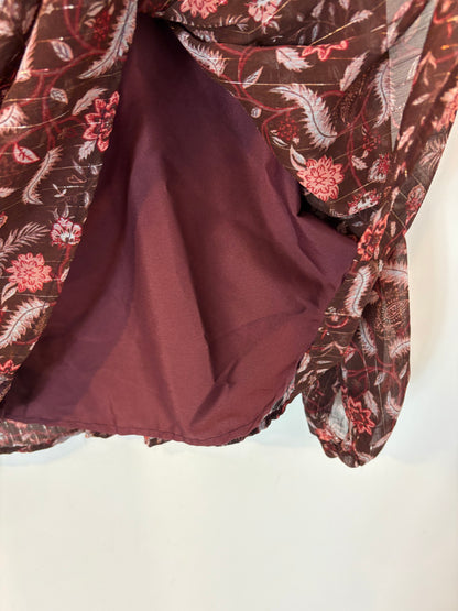 ZARA. Blusa textura tonos burdeos