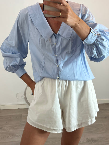 UNIT. Camisa azul detalle cuello. T M