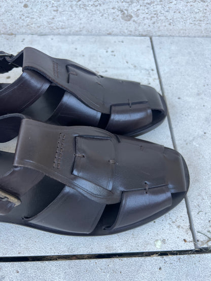 SOEUR. Brown leather sandal. Size 38