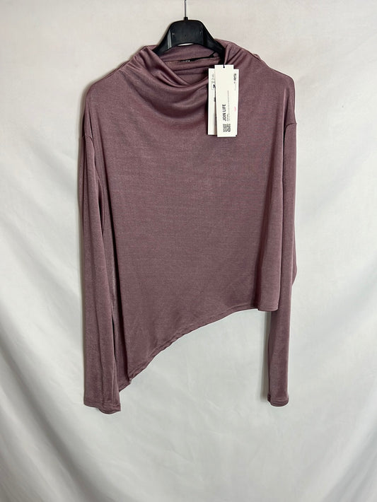 ZARA. Top malva asimétrico brillo.TM