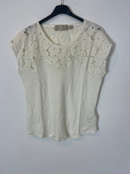 PEDRO DEL HIERRO. Top lino detalles. T L