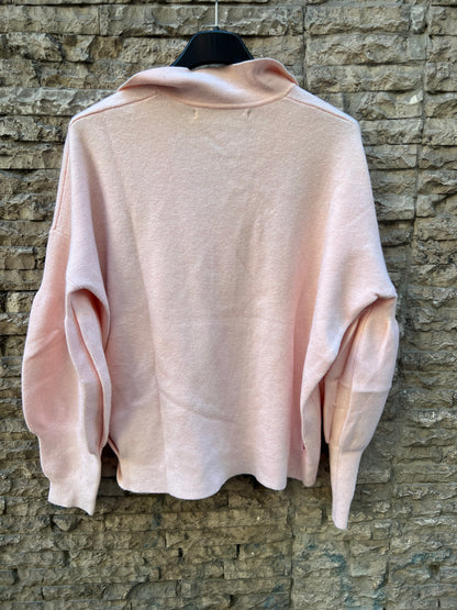 UTERQÜE. Jersey rosa polero con lana. T S