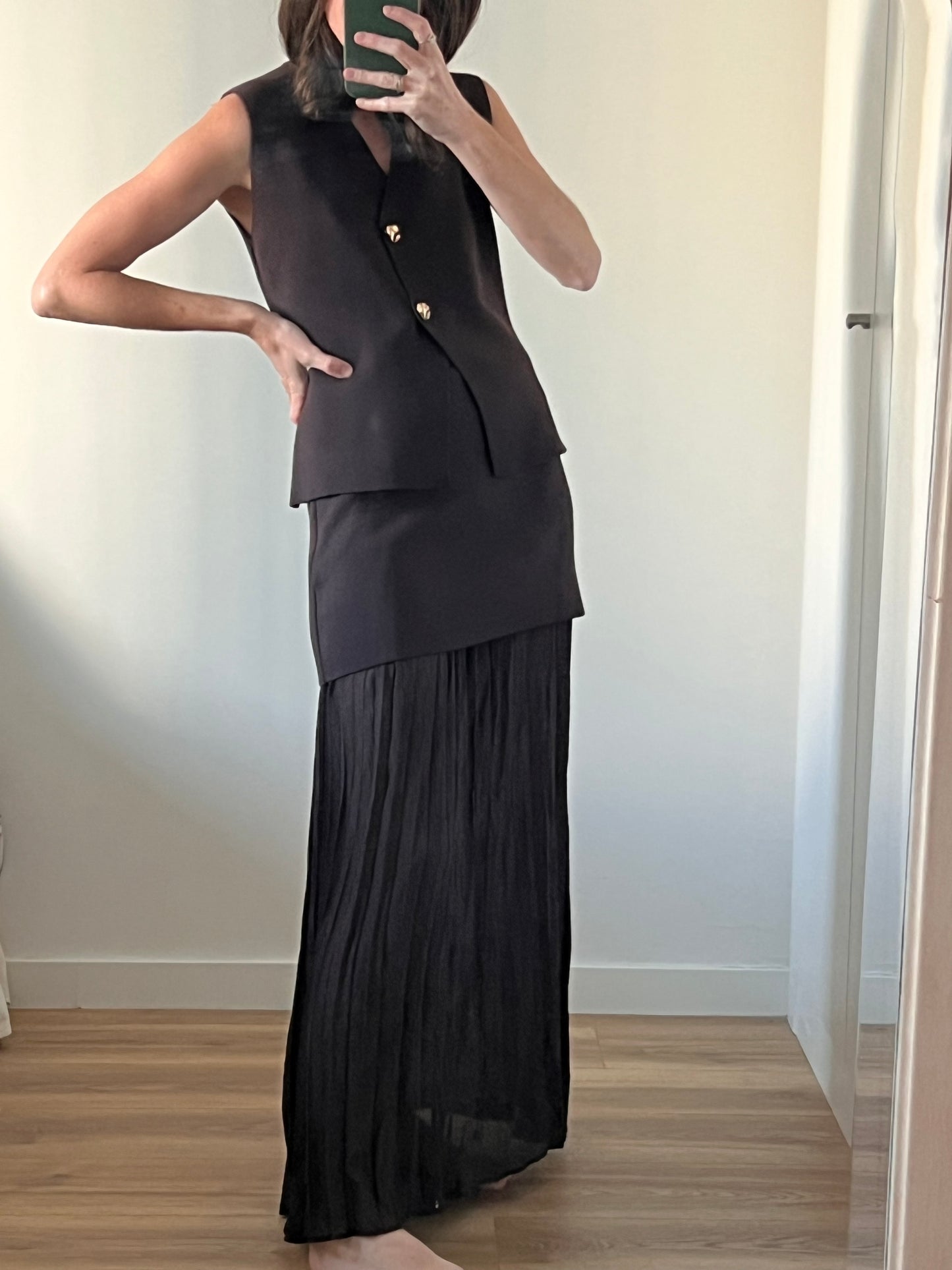 ZARA. Falda larga doble textura