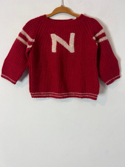 NANOS. Jersey rojo con lana letra. T 24 meses