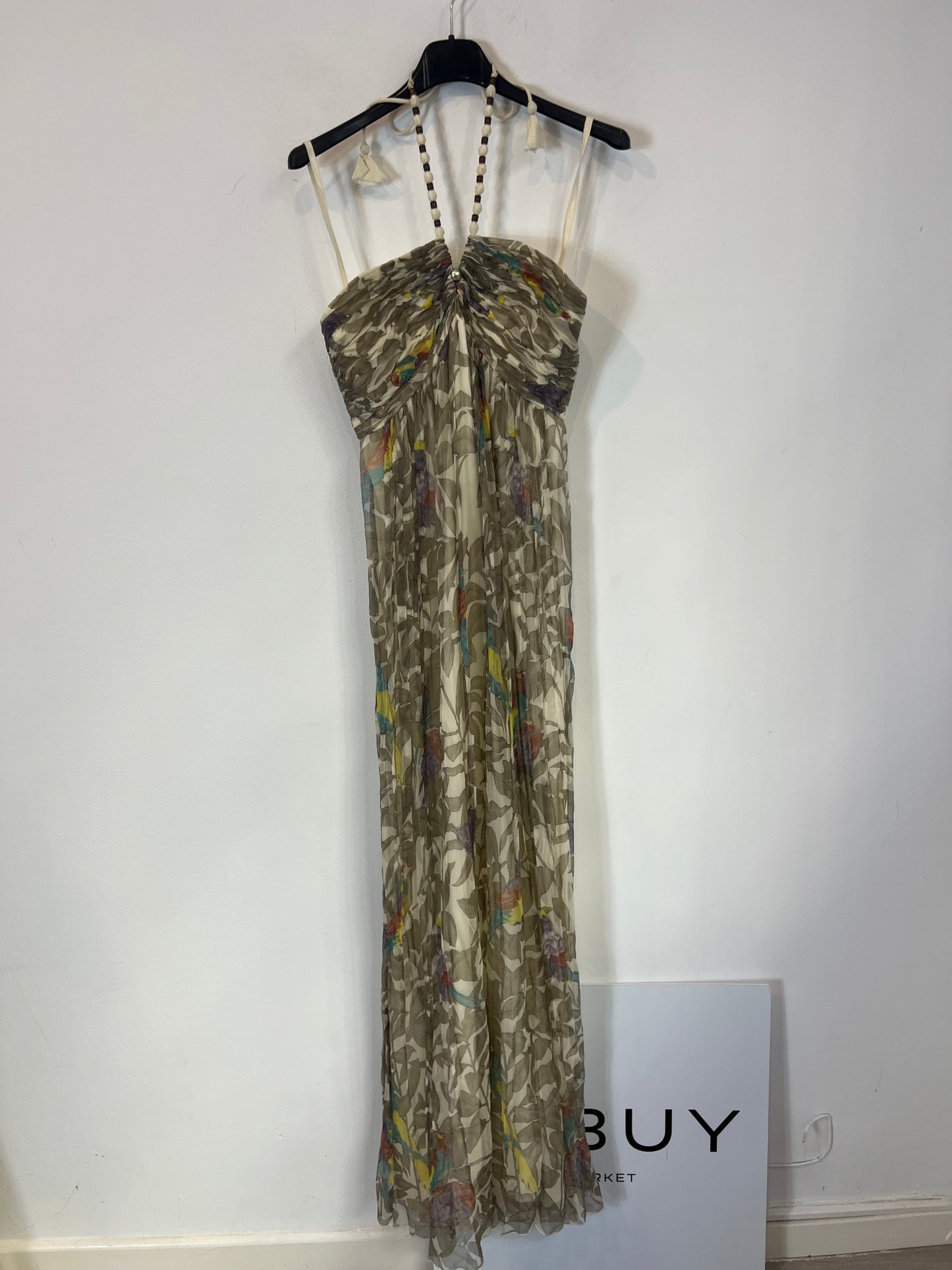 BI^NK LONDON. Vestido largo gasa flores. T M