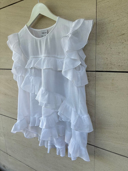 BIMBA Y LOLA. Blusa blanca volantes