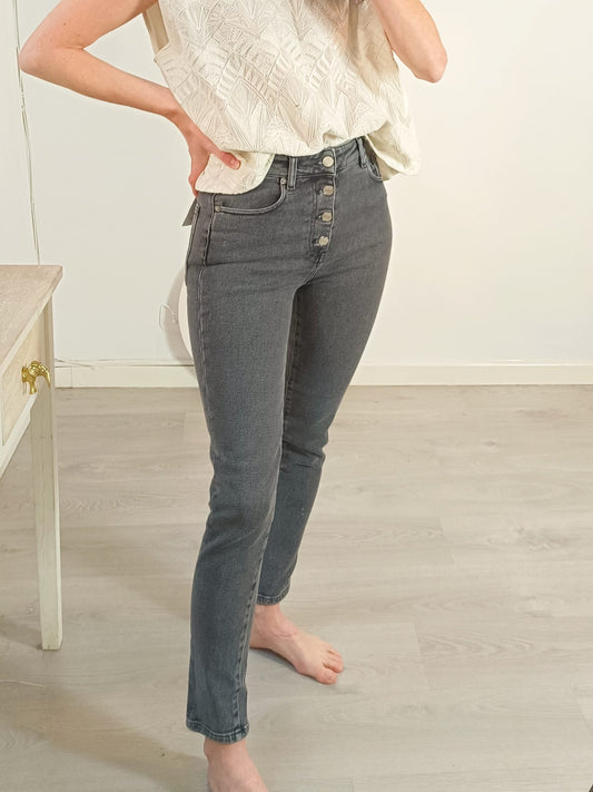 IRO.Skinny grey high rise buttons S.36